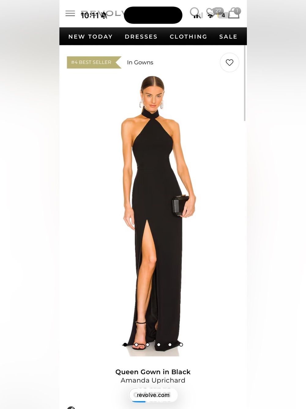 Amanda Uprichard Queen Halter Maxi Gown Neck Side Slit Black Made in USA